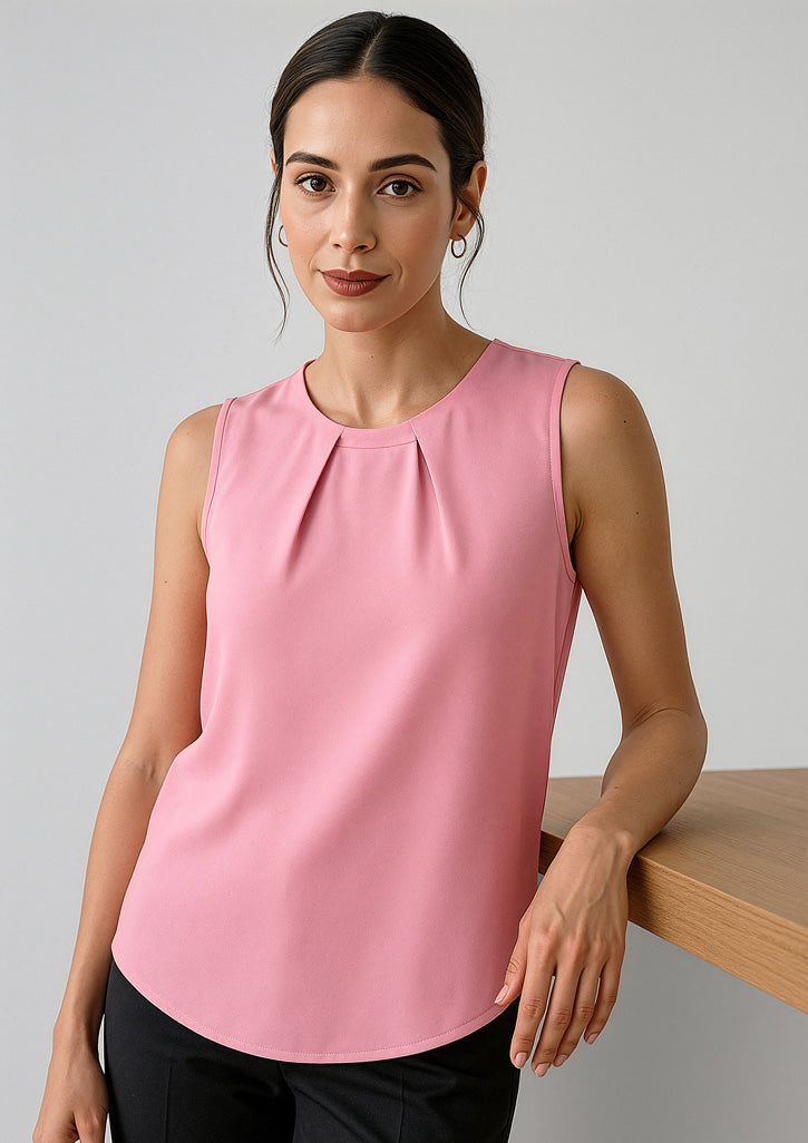 Womens Estelle Sleeveless Pleat Detail Blouse