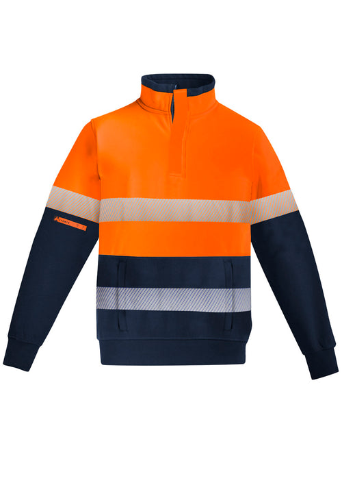 Mens Orange Flame Hi Vis 1/4 Zip Pullover - Hoop Taped