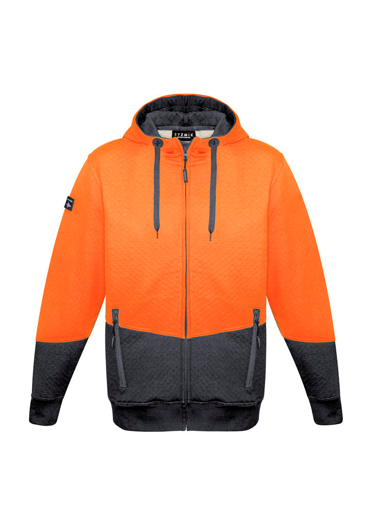 Unisex Hi Vis Textured Jacquard Full Zip Hoodie