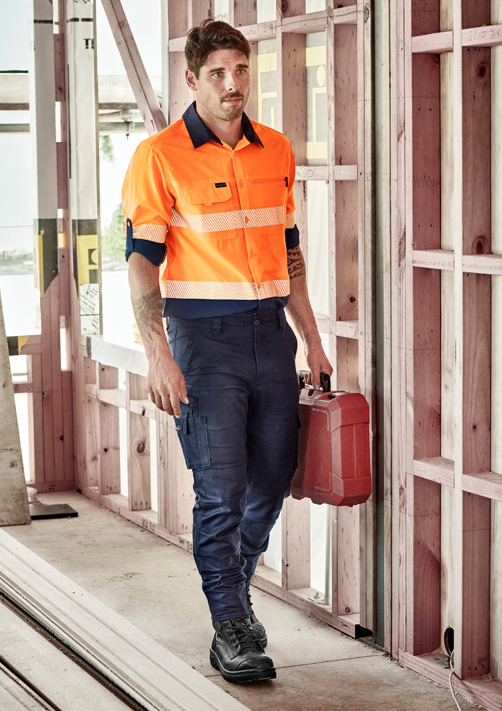 Mens Hi Vis Outdoor Segmented Tape Long Sleeve Shirt